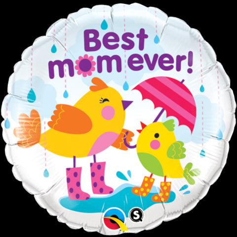 18" ROUND FOIL BEST M(FLOWER)M EVER RAINDROPS